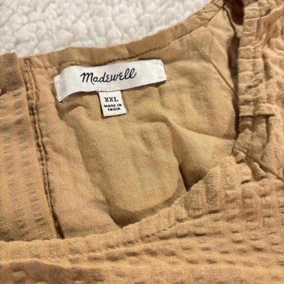 Madewell Cottagecore Seersucker Puff Short Sleeve Cutout Peasant Dress Size XXL - Picture 4 of 9